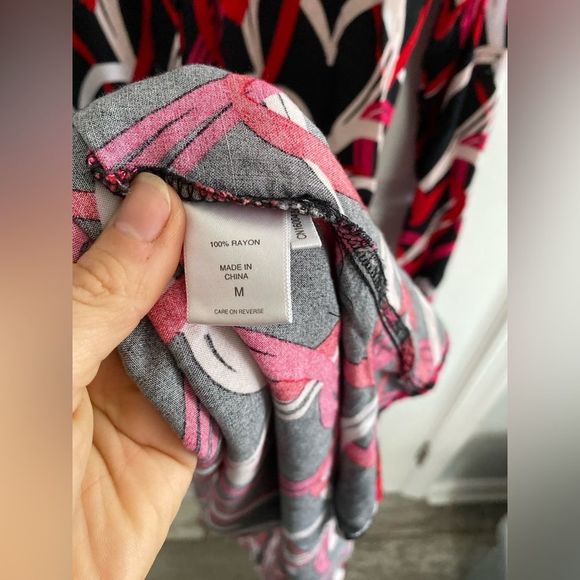 NY&C Button up maxi dress, black and red/pink, size M - Picture 5 of 7